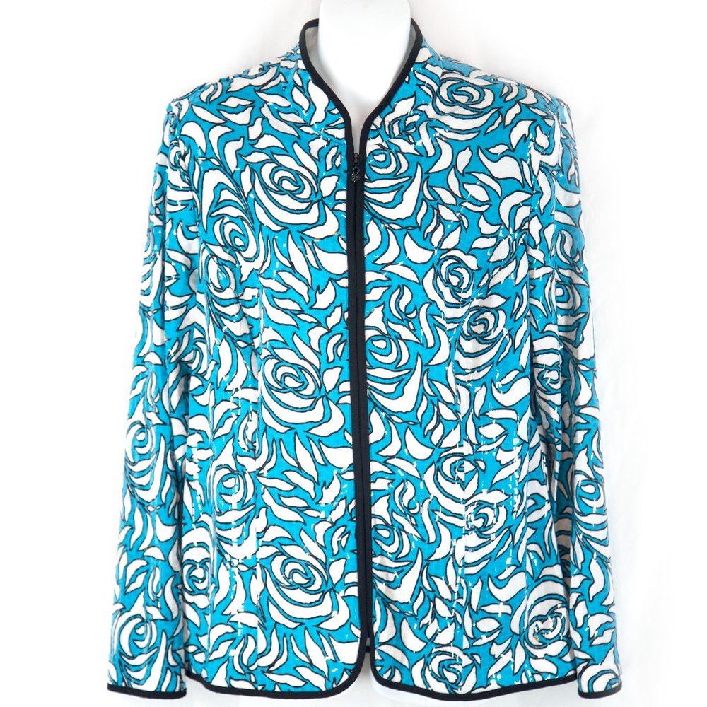 A Dressing Woman Shiny Turquoise & Black Jacket XL